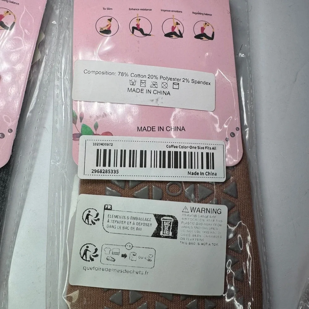 NEW Women's Yoga Socks Non Slip Grips Ballet Pilates Barre Fitness 3 Pack OSFA